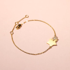 Chow Sang Sang 周生生 999 Pure Gold Double Stars with Diamonds Bracelet 18cm 94188B