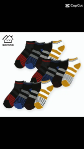 Socone 3 Pairs Mens  Boys Terry Socks Low Cut Black White Mix Color and Fashion Socks