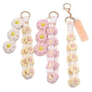 1pc Alloy + Cotton Rope Knitting Cute Daisy Keychain For Keychain DIY Jewelry Findings Toys Bags Accessories