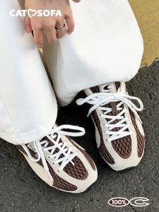 แมวและโซฟาซีรีส์ตาข่ายดักปลารองเท้าผ้าใบลำลองระบายอากาศหนา ตาข่าย ย้อนยุคด้านล่างแบน หลากหลาย รองเท้ากีฬาฤดูร้อน