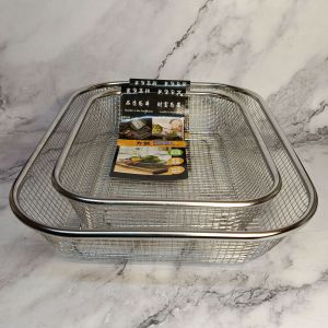 KERANJANG PENIRIS SEGI PANJANGserbaguna stainless steel original tebal dan anti karat