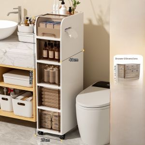 Bathroom Gap Storage Cabinet Drawer Style Toilet Narrow Gap Shelf Bathroom Crack Cabinet Toilet Side Cabinet Organizer