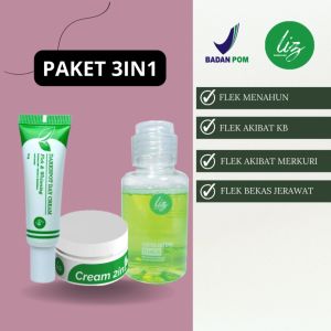 Paket 3in1 Elzet Skincare BPOM Toner Exfoliating Salep Pagi Malam Whitening Cream Pemutih Kulit Wajah Kusam Bopeng Glowing Penghilang Melasma Noda Hitam Flek Membandel