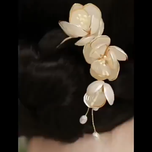 Trâm cài tóc chữ U hoa mộc lan trắng thiết kế Vintage phong cách cổ trang nhẹ nhàng dành cho nữ