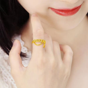 Korea Style Four Leaf Pendant 916 Gold Ring Lovely Jewelry for Women Girls