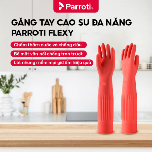 Găng Tay Cao Su Siêu Dai Vệ Sinh Nhà Cửa Toillet Rửa Chén Bát Có Lót Nhung 45cm An ToànGiữ Ấm - Parroti Flexy FY45