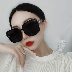Large Frame Polarized Sunglasses Womens Slimming Frameless Elegant Sunscreen UV Protection Square Street Style Holiday Glasses
