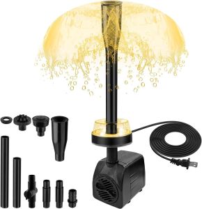 15W 800L/H Submersible Pond Fountain Pump with LED Lights Pond Fountain Pumps for Pond Garden  Aquarium Indoor Outdoor Fountain