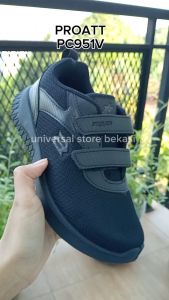 Sepatu Sekolah Anak Laki Perempuan Sneakers TK SD Kelas 1 Pro ATT PC 951 Perekat Hitam Polos 31-34