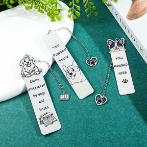 Stainless Steel Bookmark Pet Dog Bookmark With Metal Pendant For Bookworm Ladies Book Lovers Stationery Reading Markers