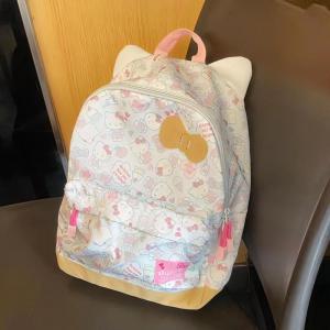 Túi Đeo Vai Hai Vai Dễ Thương Hellokitty Túi Đeo Vai Dung Tích Lớn Có Nơ Bướm Tai Mèo Túi Học Sinh Túi Đeo Vai Bằng Vải Cotton