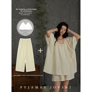 Soft Breathable Plus Size Padded Sleeved Short Sleepwear Set