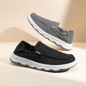 Loafers for Men Breathable Ice Silk Big Size 39-45 Korean Style Casual Black Grey Slip on Lazy Shoes