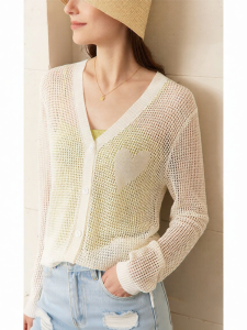 AMII | Simplicity Solid Straight Mid-Length Linen-Like Knitted V-Neck Cardigan