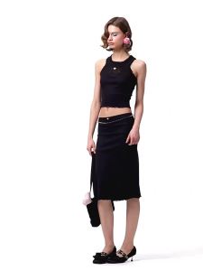 1JINN STUDIO | Knitted Vest Two-Piece Long Bodycon Skirt