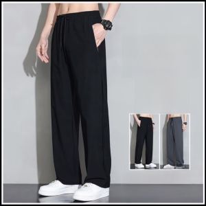 Ice Silk Mens Summer Thin Quick Dry Sport Pants Loose Large Size Air Conditioning Straight Leg Casual Long Trousers