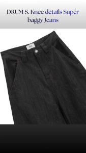 DRUM S. Knee details Super baggy Jeans- Black Blue