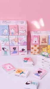 9 Packs Cute Capybara Cartoon Printed Handkerchiefs Portable Small Packs Facial Tissue Natural Wood Pulp Napkin Paper Hand Towel Childrens Day Gift