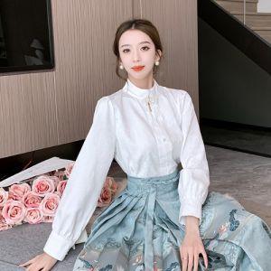 Váy Nửa Người Phong Cách Trung Hoa Mới Cho Nữ Mùa Xuân Thu 2025 Váy Hanfu Cải Tiến Hàng Ngày Cỡ Nhỏ Bộ Váy Hai Mảnh Bằng Polyester 100%