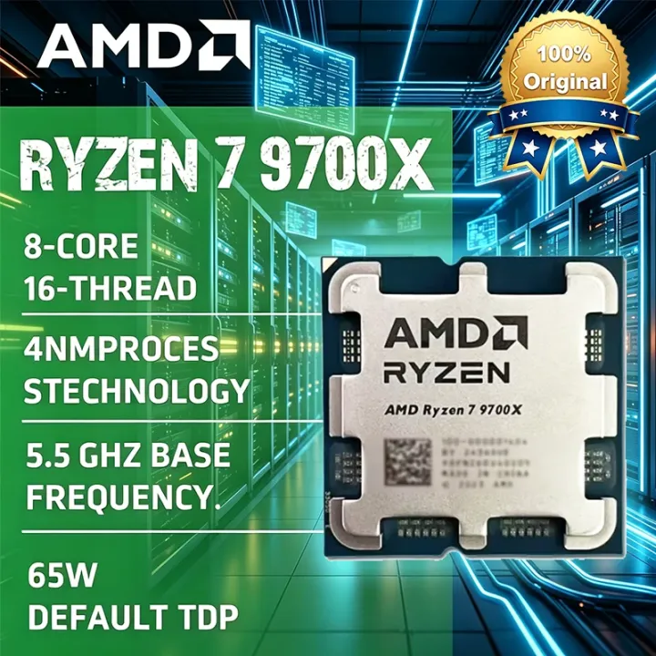 AMD | AMD Ryzen 7 9700X CPU 5.5GHz 8-Core 16-Thread 40MB Cache 4NM Socket AM5 Gaming CPU Processor Without Package