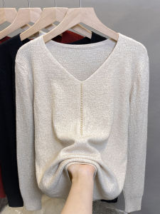 JIANDIYA | Beaded V-neck Knit Sweater for Women with Texture