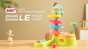 Đồ chơi bắn bóng tính điểm kết hợp cầu trượt 4 tầng và đập chuột. Đồ chơi giáo dục sớm kết hợp rèn luyện vận động tinh