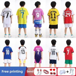 Bộ Đồ Bóng Đá Trẻ Em Ronaldo 7 Cúp Tập Luyện Bộ Đồ Bóng Đá Sân Nhà AC Milan Barcelona Bayern Munich Man United
