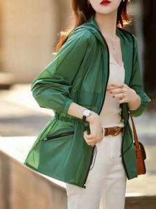 Womens Summer Thin Ice Silk Outdoor UV Protection Clothing Breathable Sunscreen Outerwear Casual Loose Fit Long Sleeve Zipper