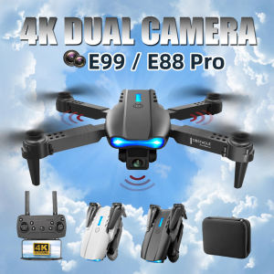 Drone 2 kamera 4K drone kamera drone remote murah drone mini e99 pro drone murah asli 2 baterai Berbagai aksesoris dapat dilipat drone mainan HD Posisi Visual Helikopter