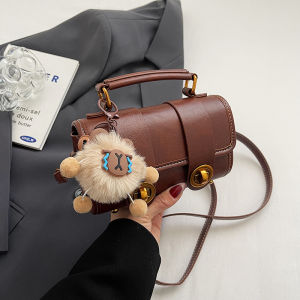 Fashionable Retro Small Crossbody Bag Womens Handbag Versatile Autumn Winter Handheld Square Bag Soft Handle Zipper Closure