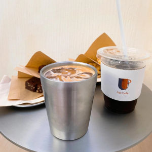 Simple Industrial Style Stainless Steel Metal Coffee Cup Restaurant Tea Drink Double Layer Cup Heat Resistant Lucky Brand