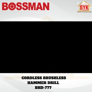SYK Bossman BHD-777 Cordless Brushless Hammer Drill Impact Battery Drill Power Tools Mesin Gerudi Kayu