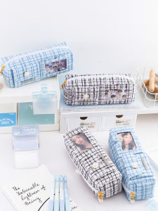 กระเป๋าใส่ปากกาความจุขนาดใหญ่สไตล์สตรีทแฟชั่นสำหรับผู้หญิง กระเป๋าใส่ของสำหรับนักเรียน ดีไซน์เก๋ไก๋ ดีไซน์เก๋ไก๋ สไตล์ Ins วัสดุผ้าใบ