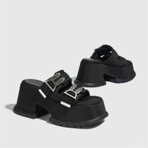 Womens New Velcro Rabbit Ear Fashion Slope Heel Slippers