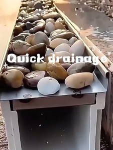 Pebble Drainage Channel | 304 Stainless Steel Cover | Resin U-Channel | Outdoor Drainage Solution |