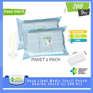 Paket Hemat 2 Pack Kasa Lipat Medis Kain Perban Luka 16cmx16cm Isi 200 Pcs