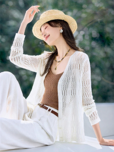 MOHANYIMEI | French Style V-Neck Straight Shoulder Lace Knitted Sweater