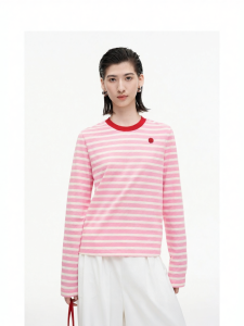 Color Block Stripe Double Yarn T-Shirt Women