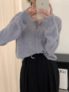 CHOEFULYN | Áo Cardigan Len Cashmere Xanh cho Phụ Nữ Mùa Thu Thiết Kế Nhẹ Chất Liệu Mềm Mại