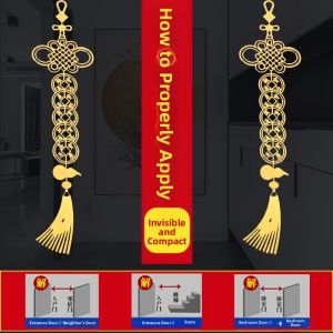 DINGFENGGE | Five Emperors Coins Auspicious Knot Metal Phone Stickers