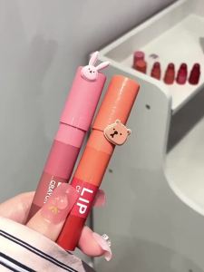 Gege Bear 4 in 1 Velvet Matte Crayon Lipstick Super Stay Makeup Pink Red Long Wear Waterpoof Non-Stick Cup Tiny Lip Stick