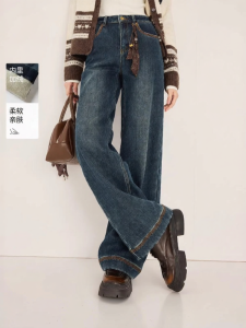 XIANGYING | Fleece Lined Flared Wide Leg Trousers