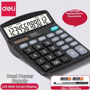 deli | Large Screen Solar Dual Power Calculator With Speech