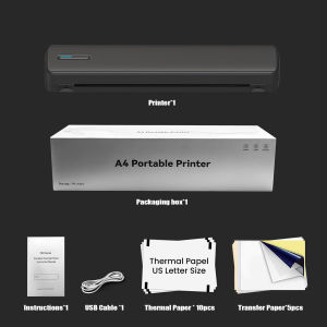 Portable A4 thermal printer wireless connection USB charging 1500mAh rechargeable battery wireless & app connection