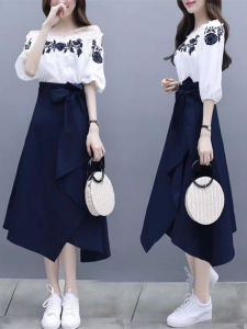 Elegant Goddess Style Womens Dress Spring Autumn Fashion Korean Version One Shoulder Set Two-Piece Summer Chic Skirt