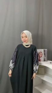 Dress Gamis Rayon Kombinasi Crinkle Busui Dress Panjang Long Muslimah