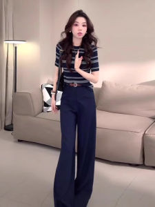 XUECAIQI | Slimming Leisure Striped Summer Outfit Two-Piece