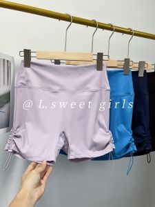 High-Waist Fitness Shorts Womens High Elastic Breathable Butt Lifting Yoga Pants Drawstring Training Tight Pants