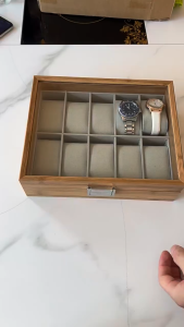 กล่องนาฬิกา 6 เรือน ไม้ไผ่+ในผ้าฟล็อค กล่องใส่นาฬิกา Watch Box