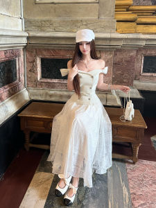 Early Autumn One-Shoulder Dress Elegant Hollow out Skirt Vera D!Or Carved Moon Ladylike Style Midi Dress for Women